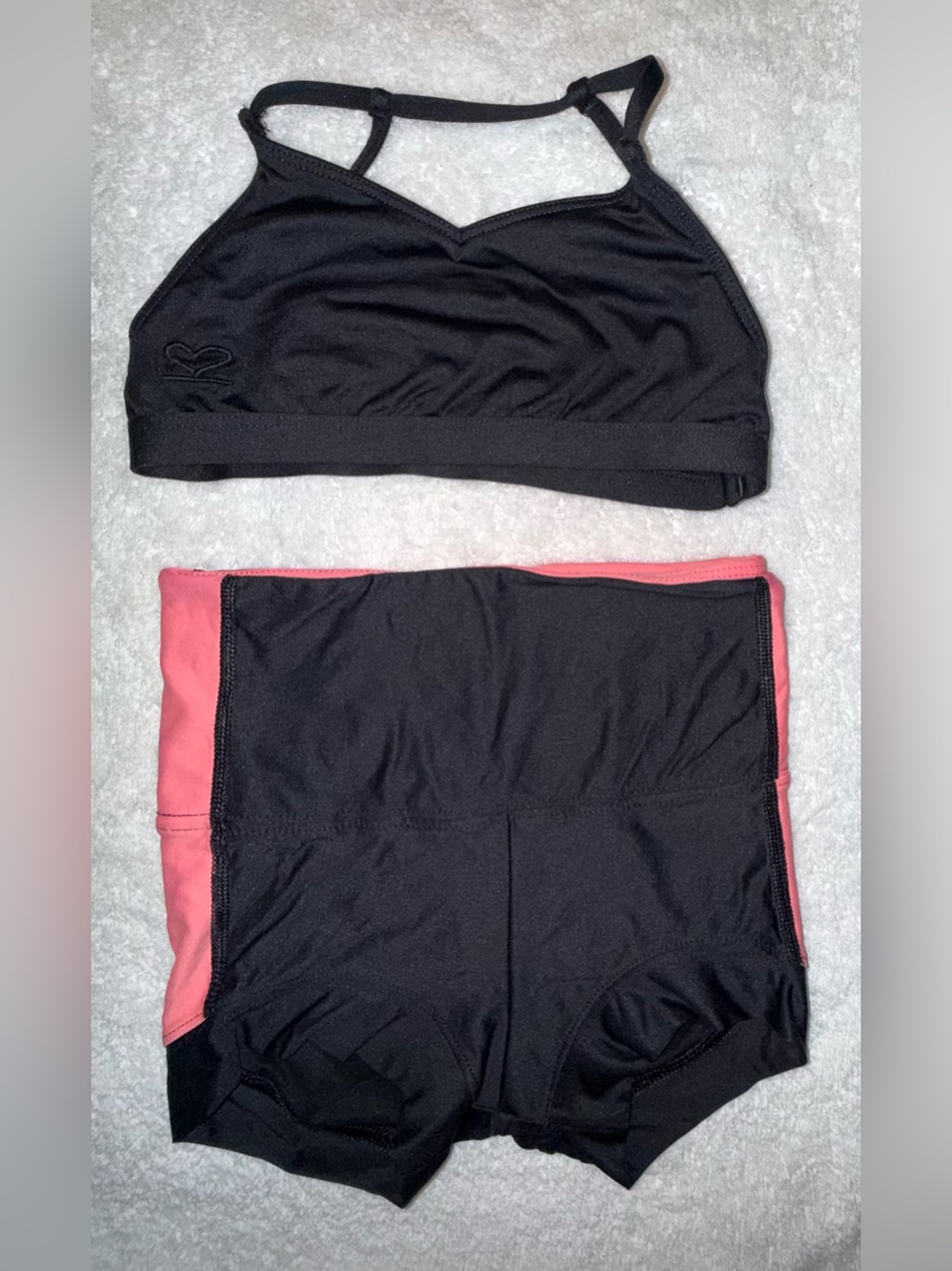 KTRNA Dance wear Set Black and Pink Size Youth Medium w/Foldover Waist